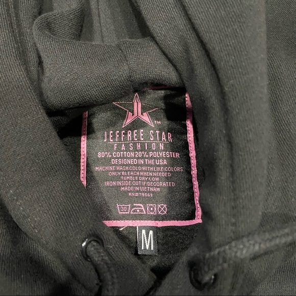 Jeffree Star Cosmetics Black Hoodie Size M Medium 5 Year Anniversary Iconic - Picture 3 of 5